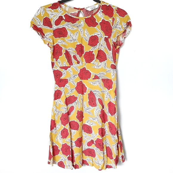 & Other Stories Yellow Floral Mini Dress - Picture 1 of 6